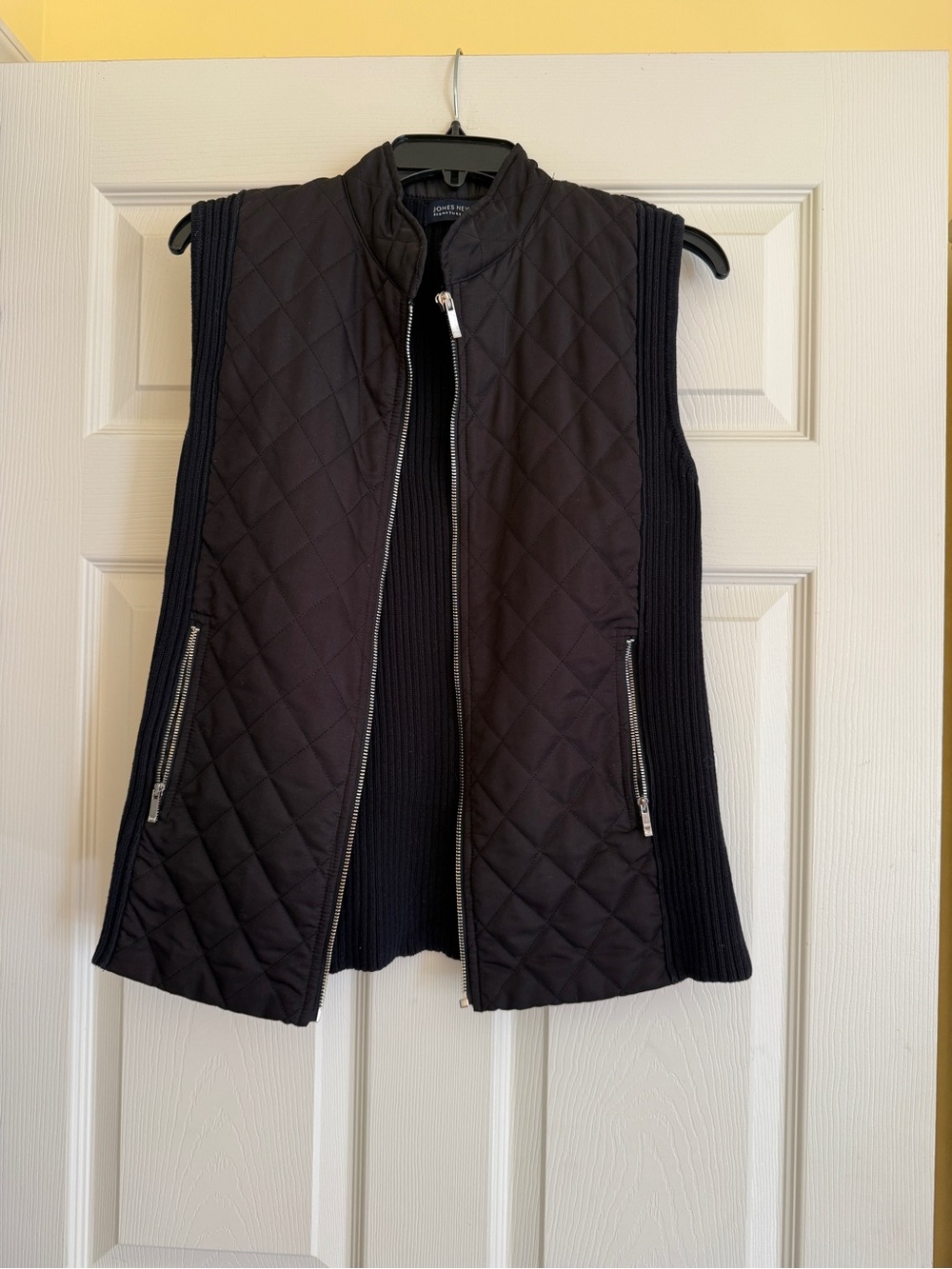 Jones New York Quilted Zip-Front Sleeveless Vest - Black